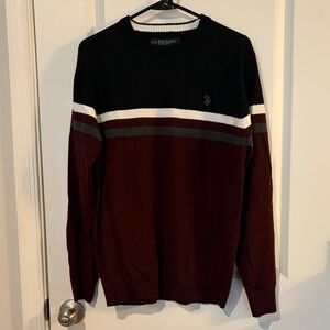 U.S. Polo Assn. Men's Black and Brown Crewneck Sweater